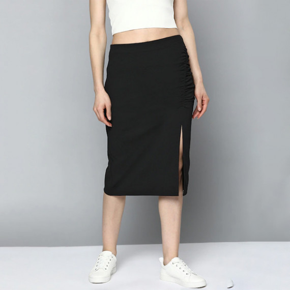 https://www.fashionrise.in/products/women-black-pure-cotton-solid-ruched-straight-skirt
