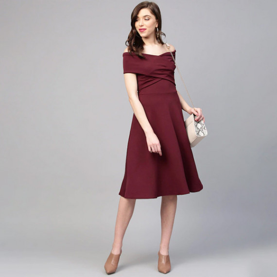 https://www.fashionrise.in/products/burgundy-off-shoulder-pleated-fit-flare-dress