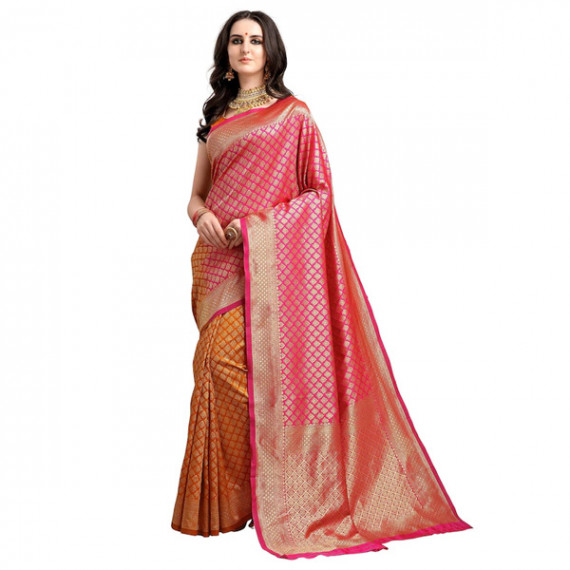 https://www.fashionrise.in/products/pink-mustard-yellow-ethnic-motifs-woven-design-half-half-kanjeevaram-saree